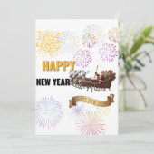 Invitation Happy New Year 2026 – Fireworks & Santa Sleigh Gre (Debout devant)