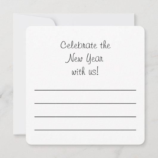 Invitation Happy New Year - Champagne Glasses and Clock (Dos)