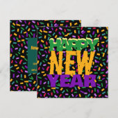 Invitation happy NEW year confetty (Devant / Derrière)
