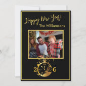 Invitation Happy New Year's 4 Photo Clock Card (Devant)