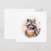 Invitation Happy Raccoon avec gâteau d'anniversaire (Devant / Derrière)