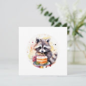 Invitation Happy Raccoon avec gâteau d'anniversaire (Debout devant)