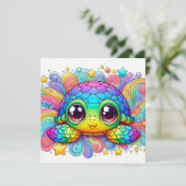 Invitation Happy rainbow turtle card (Debout devant)