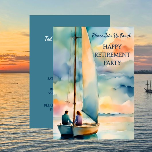 Invitation Happy Retirement Party Sailing Theme