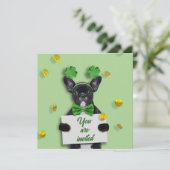 Invitation Happy St. Patrick’s Day Clover Cute French Bulldog (Debout devant)