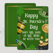 Invitation Happy St. Patrick's Day - Irish Blessing & Ornate (Devant / Derrière)