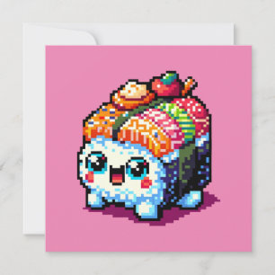Invitation Happy Sushi Roll - Cute Pixel Art Japonais Nourrit