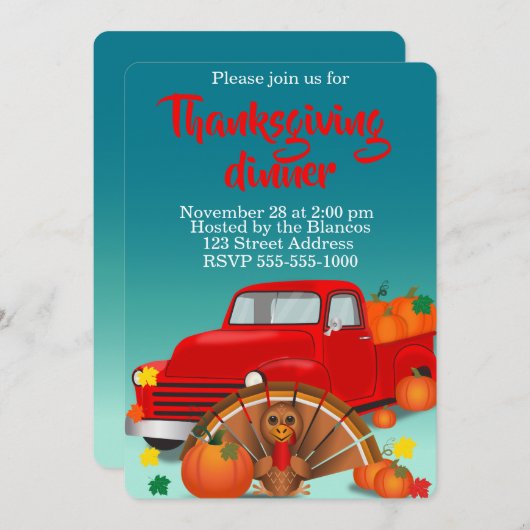 Invitation Happy Thanksgiving (Devant / Derrière)