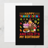 Invitation Happy Thanksgiving And It Is My Birthday (Devant / Derrière)