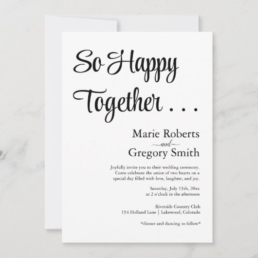 Invitation Happy Together : Un Mariage simple et doux (Devant)