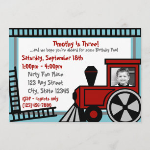 Invitation Happy Tracks Railroad Invitation/ Red