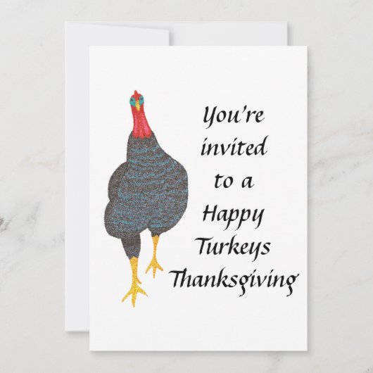 Invitation Happy Turkeys Vegetarian Vegan Thanksgiving Invita (Devant)