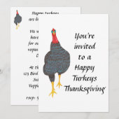 Invitation Happy Turkeys Vegetarian Vegan Thanksgiving Invita (Devant / Derrière)