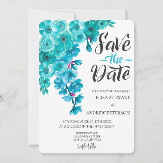 Invitation Happy Wedding Romantic Floral Wedding (Devant)