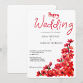 Invitation Happy Wedding Romantic Floral Wedding (Devant / Derrière)