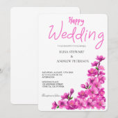 Invitation Happy Wedding Romantic Floral Wedding (Devant / Derrière)