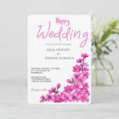 Invitation Happy Wedding Romantic Floral Wedding (Debout devant)