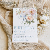 Invitation Hargrove Blue Floral Anniversaire Brunch