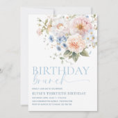 Invitation Hargrove Blue Floral Anniversaire Brunch (Devant)