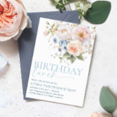 Invitation Hargrove Blue Floral Anniversaire Déjeuner