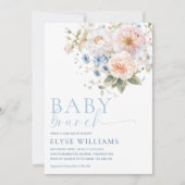 Invitation Hargrove Blue Floral Baby Brunch Baby shower (Devant)