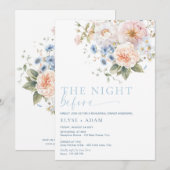 Invitation Hargrove Blue Floral Dîner de répétition (Devant / Derrière)