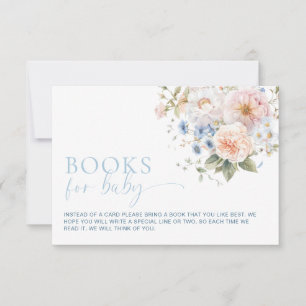 Invitation Hargrove Blue Floral Livres Pour Baby Request Card