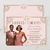 Invitation Harlem Nights Anniversaire afro-américain (Devant / Derrière)