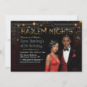 Invitation Harlem Nights Art Déco African American Birday (Devant)
