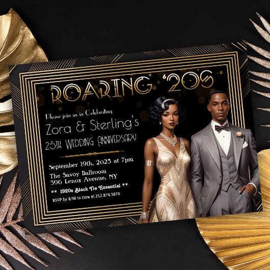 Invitation Harlem Nights Mariage afro-américain Anniversaire