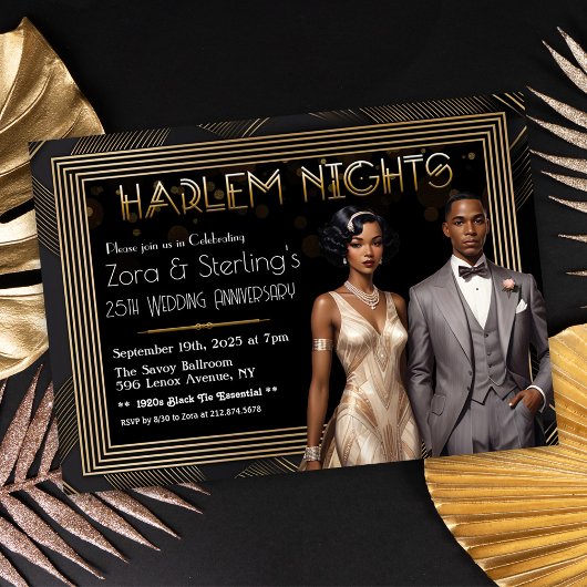 Invitation Harlem Nights Mariage afro-américain Anniversaire