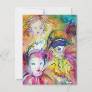Invitation HARLEQUIN, PIERO, COLOMBINA Masquerade Costume Par