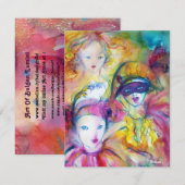 Invitation HARLEQUIN, PIERO ET COLOMBINA Masques de Carnaval (Devant / Derrière)