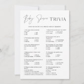 Invitation HARLOW Baby Trivia Baby shower Game Card (Devant)