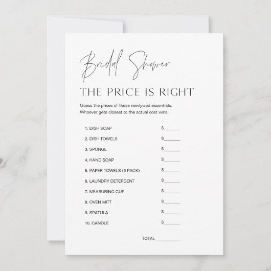 Invitation HARLOW Devinez le prix Fête des mariées Jeu Card (Devant)