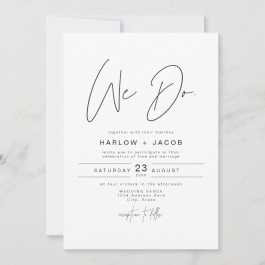 Invitation HARLOW Edgy Bold Modern We Do Photo Mariage (Devant)