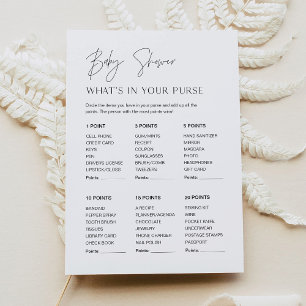 Invitation HARLOW Whats In Your Purse Baby shower Game Card