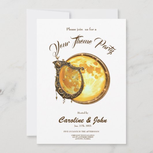 Invitation Harpe céleste de la Lune dorée. (Devant)