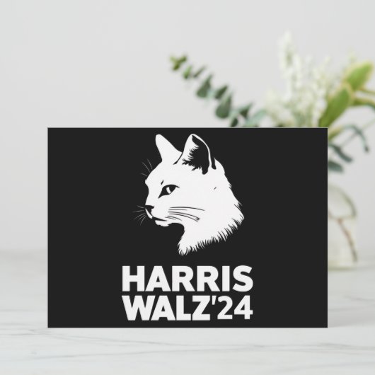 Invitation Harris Waltz 2024 Election Funny Cat Kamala Tim (Debout devant)