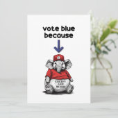 Invitation Harris/Walz, vote bleu, éléphant bizarre, élection (Debout devant)