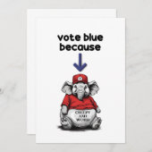 Invitation Harris/Walz, vote bleu, éléphant bizarre, élection (Devant / Derrière)