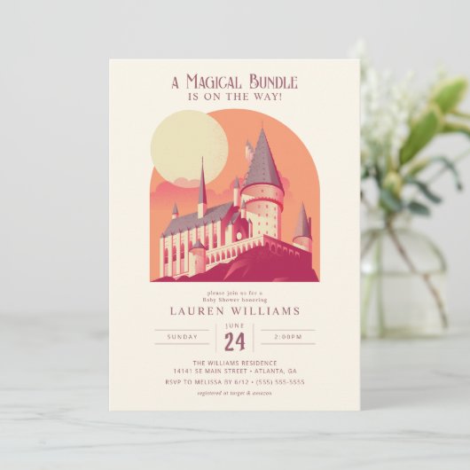 Invitation Harry Potter | Baby shower fille Hogwarts (Debout devant)