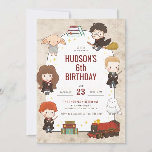 Invitation Harry Potter Caractère Magique Arc Anniversaire (Devant)