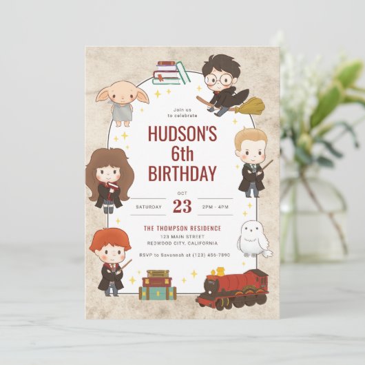 Invitation Harry Potter Caractère Magique Arc Anniversaire (Debout devant)