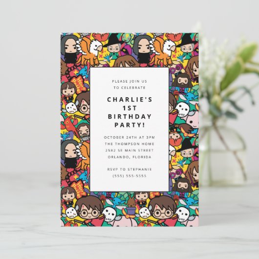 Invitation Harry Potter Caractère Motif Anniversaire (Debout devant)