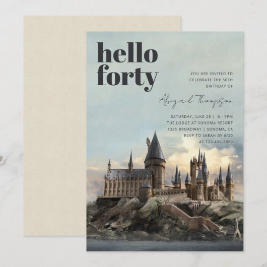 Invitation Harry Potter | Château de Hogwarts 40e anniversair (Devant / Derrière)