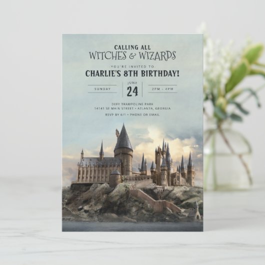 Invitation Harry Potter | Château de Hogwarts Anniversaire (Debout devant)