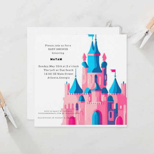 Invitation Harry Potter | Château de Poudlard Baby Shower (Devant/Arrière en situation)