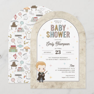 Invitation Harry Potter Chibi Draco Malfoy Wizard Fête Prénat
