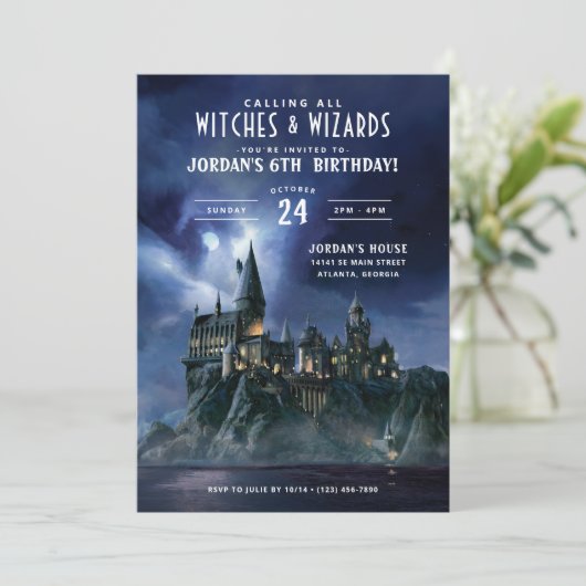 Invitation Harry Potter | Dark Hogwarts Castle Anniversaire (Debout devant)